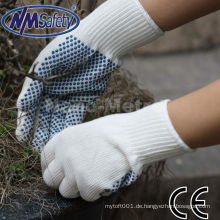 NMSAFETY Bleich-Baumwolle mit blauen PVC-Punkten auf dem Handarbeitshandschuh